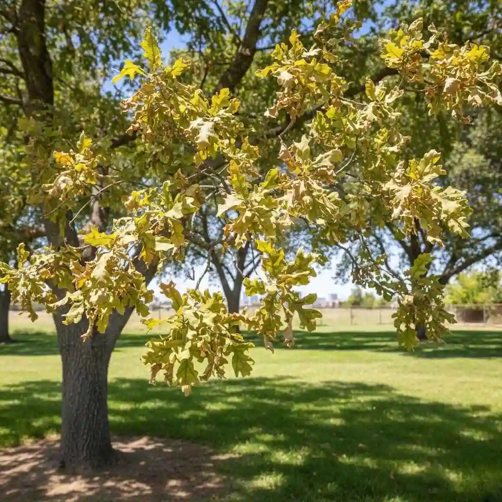 ornamental tree with yellowing leaves