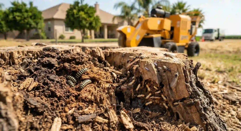 decaying stump with insects