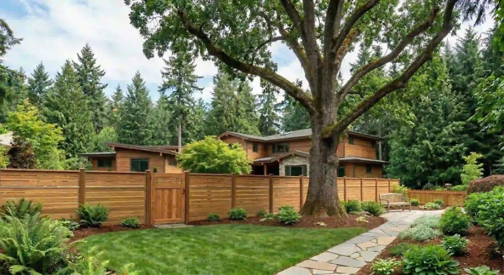 well-maintained backyard with properly trimmed trees.