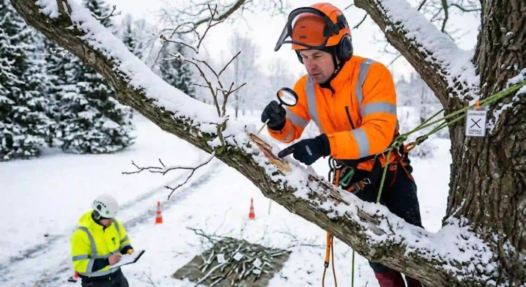 Tree health inspection identifying damaged winter branches in Oakdale