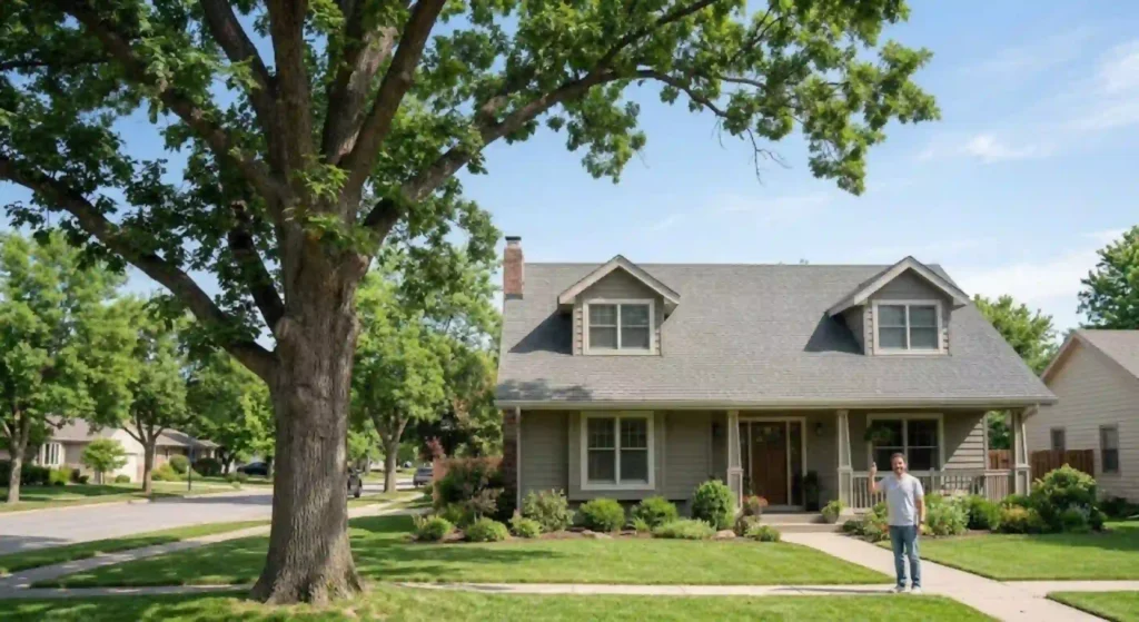 Completed emergency tree service protecting an Oakdale home