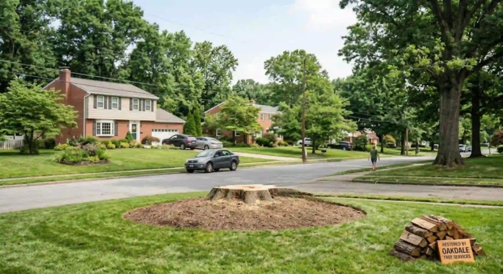 Finished large tree removal project in Oakdale