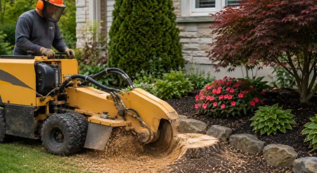 Professional stump removal near landscaping in Oakdale California
