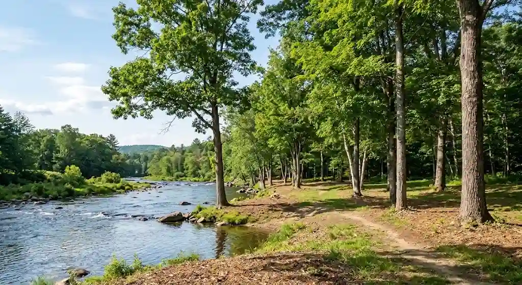 Cleared Riverbank property with healthy trees and professionally removed brush